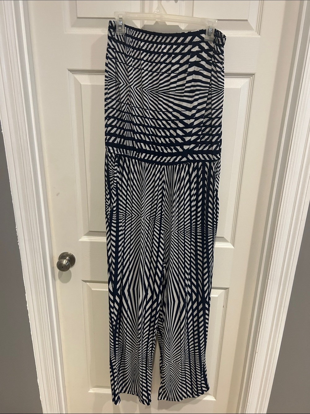 Mlle Gabrielle Navy and White Wide-Leg Jumpsuit